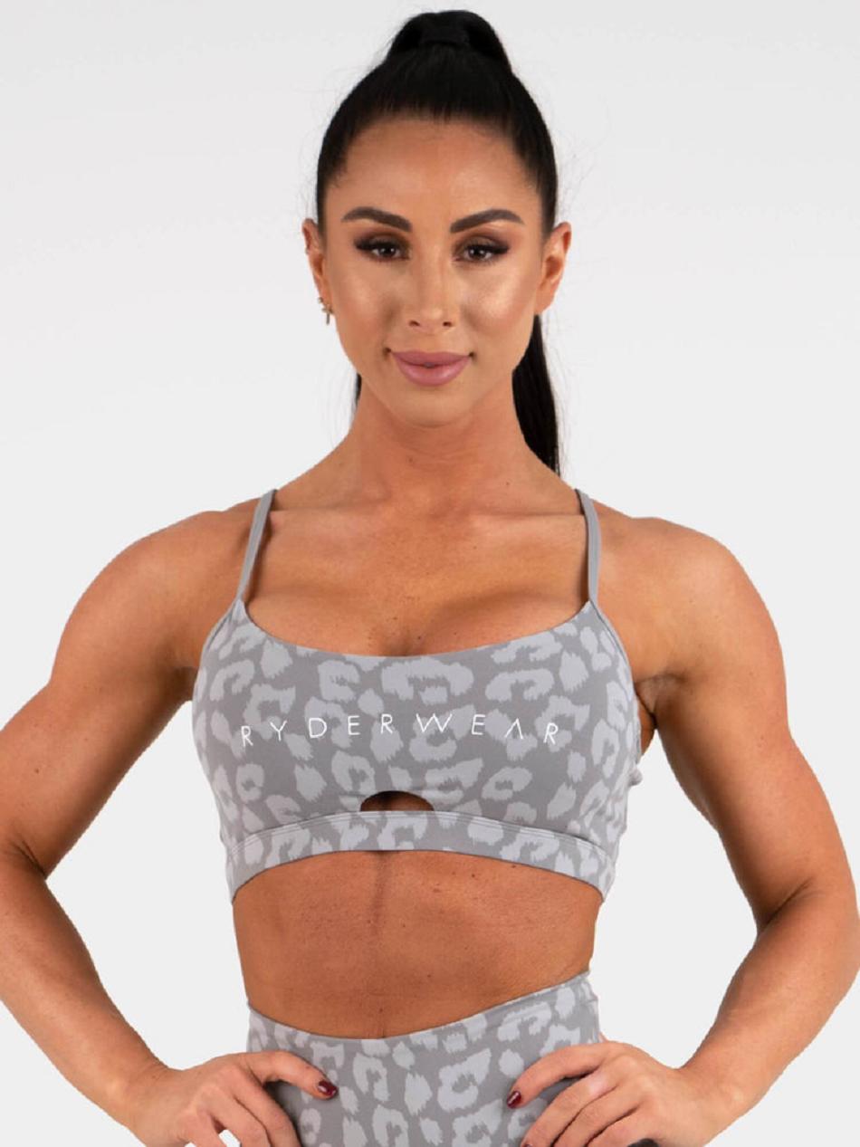 Leopard / Grey Women\'s Ryderwear Animal Sports Bras | XG5955850