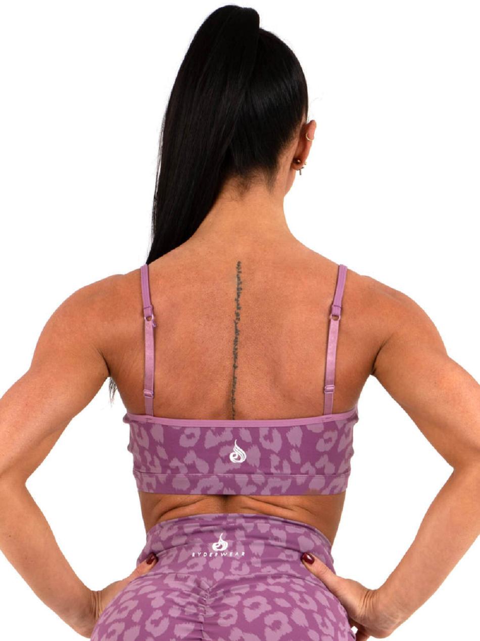 Leopard / Purple Women's Ryderwear Animal Sports Bras | 6D5557912