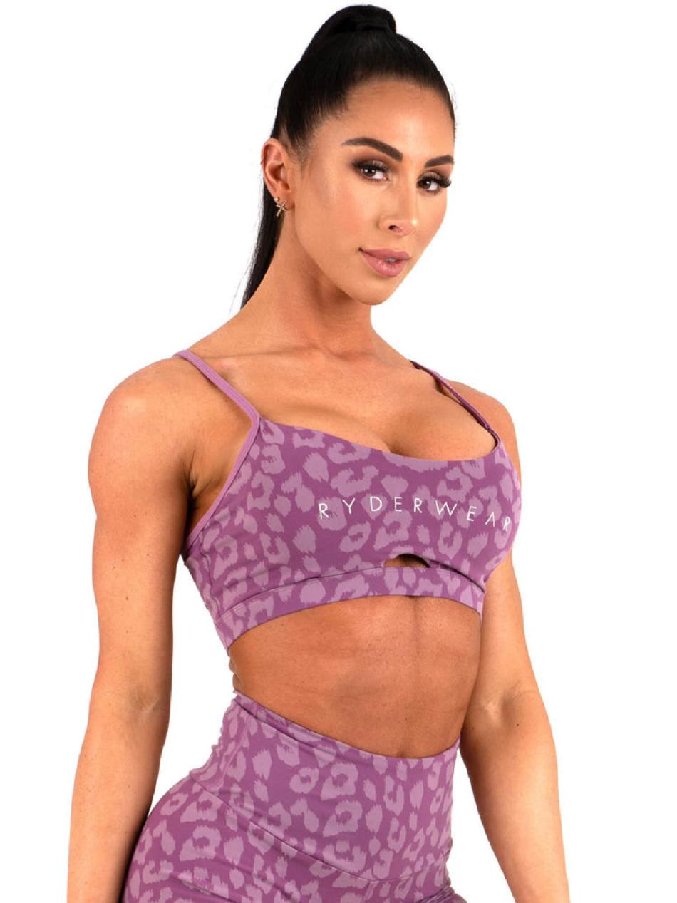 Leopard / Purple Women's Ryderwear Animal Sports Bras | 6D5557912