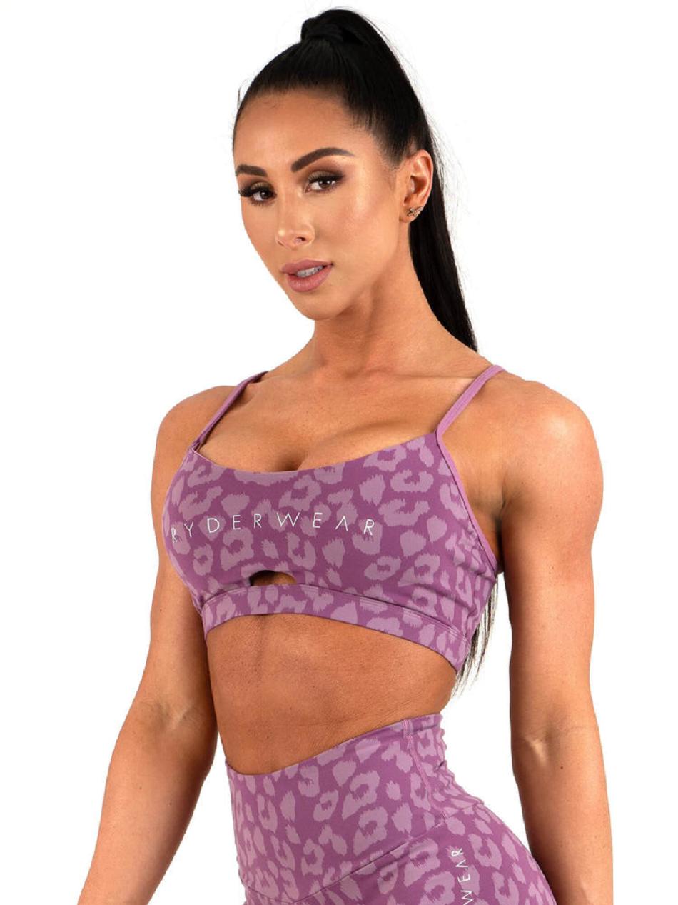 Leopard / Purple Women's Ryderwear Animal Sports Bras | 6D5557912