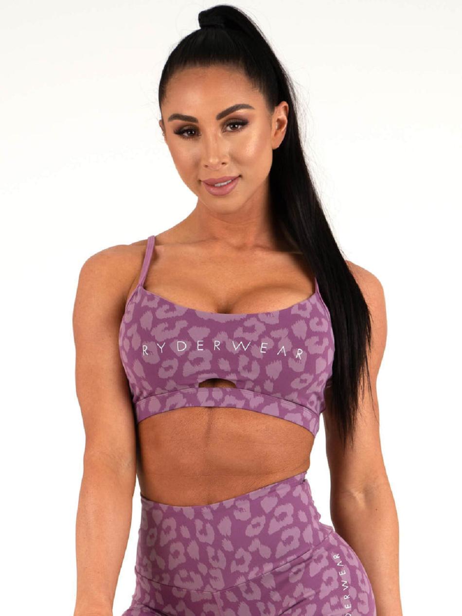 Leopard / Purple Women\'s Ryderwear Animal Sports Bras | 6D5557912