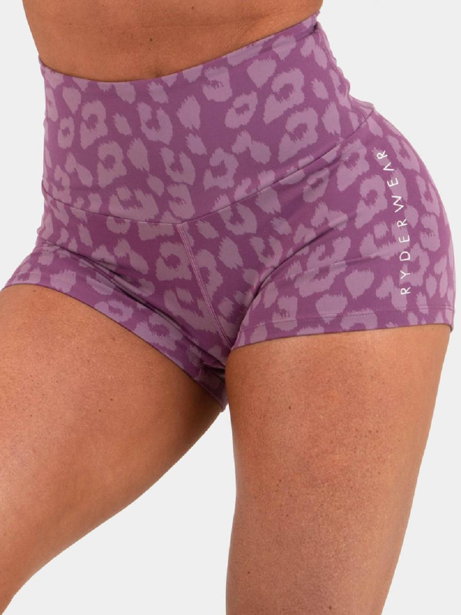 Leopard / Purple Women's Ryderwear Animal Shorts Scrunch Bum | 6Y4458917