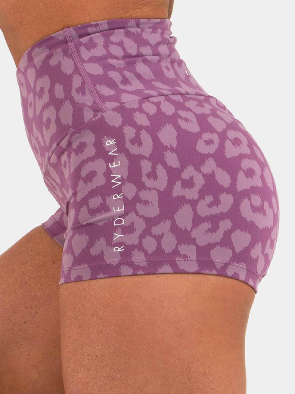 Leopard / Purple Women's Ryderwear Animal Shorts Scrunch Bum | 6Y4458917