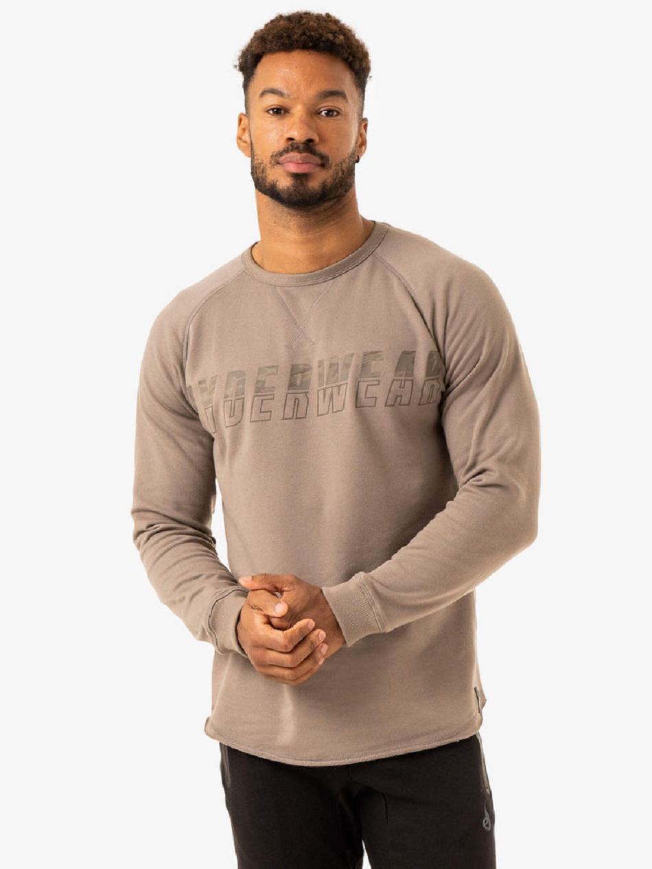 Light Brown Men's Ryderwear Overdrive Crew Neck Top | TNTY98197