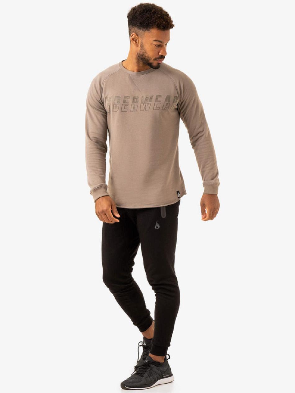 Light Brown Men's Ryderwear Overdrive Crew Neck Top | TNTY98197