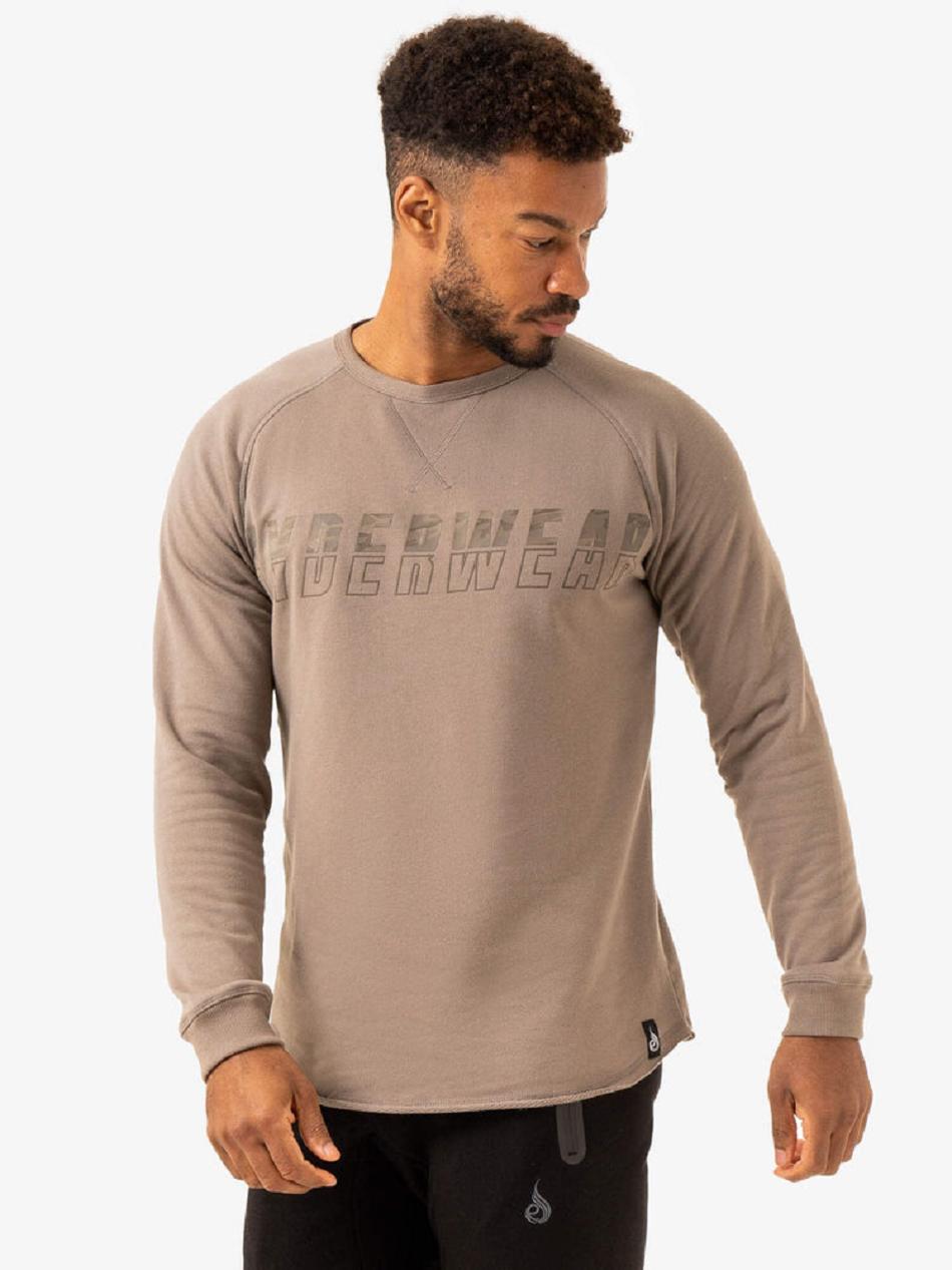 Light Brown Men\'s Ryderwear Overdrive Crew Neck Top | TNTY98197