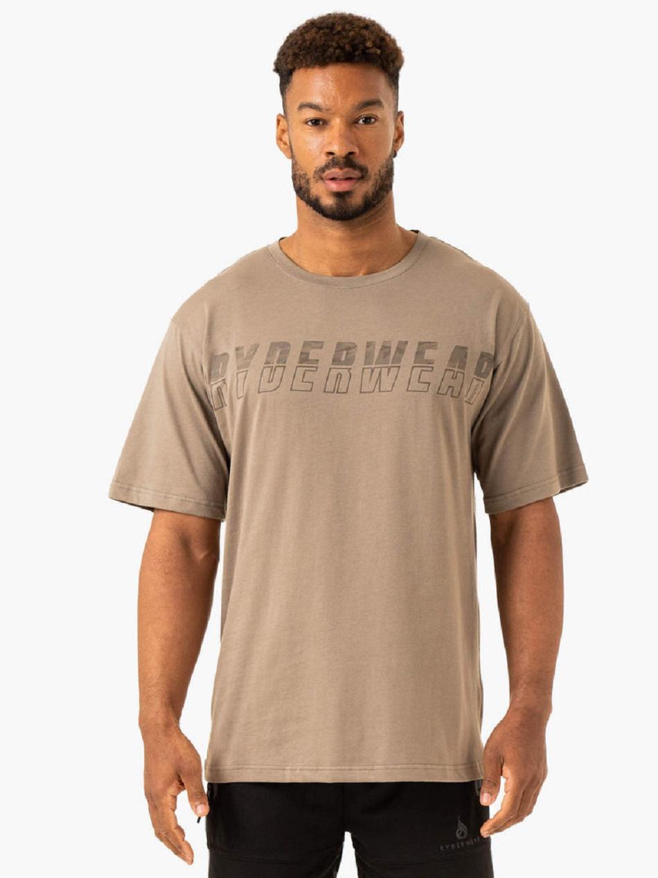 Light Brown Men's Ryderwear Overdrive Oversized T-Shirt Top | 652Y30041