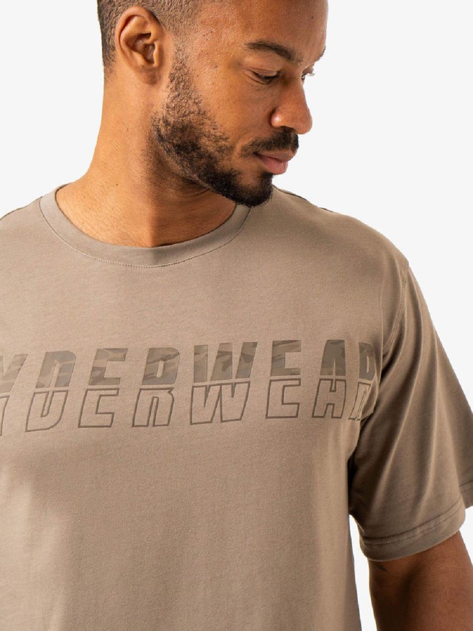 Light Brown Men's Ryderwear Overdrive Oversized T-Shirt Top | 652Y30041