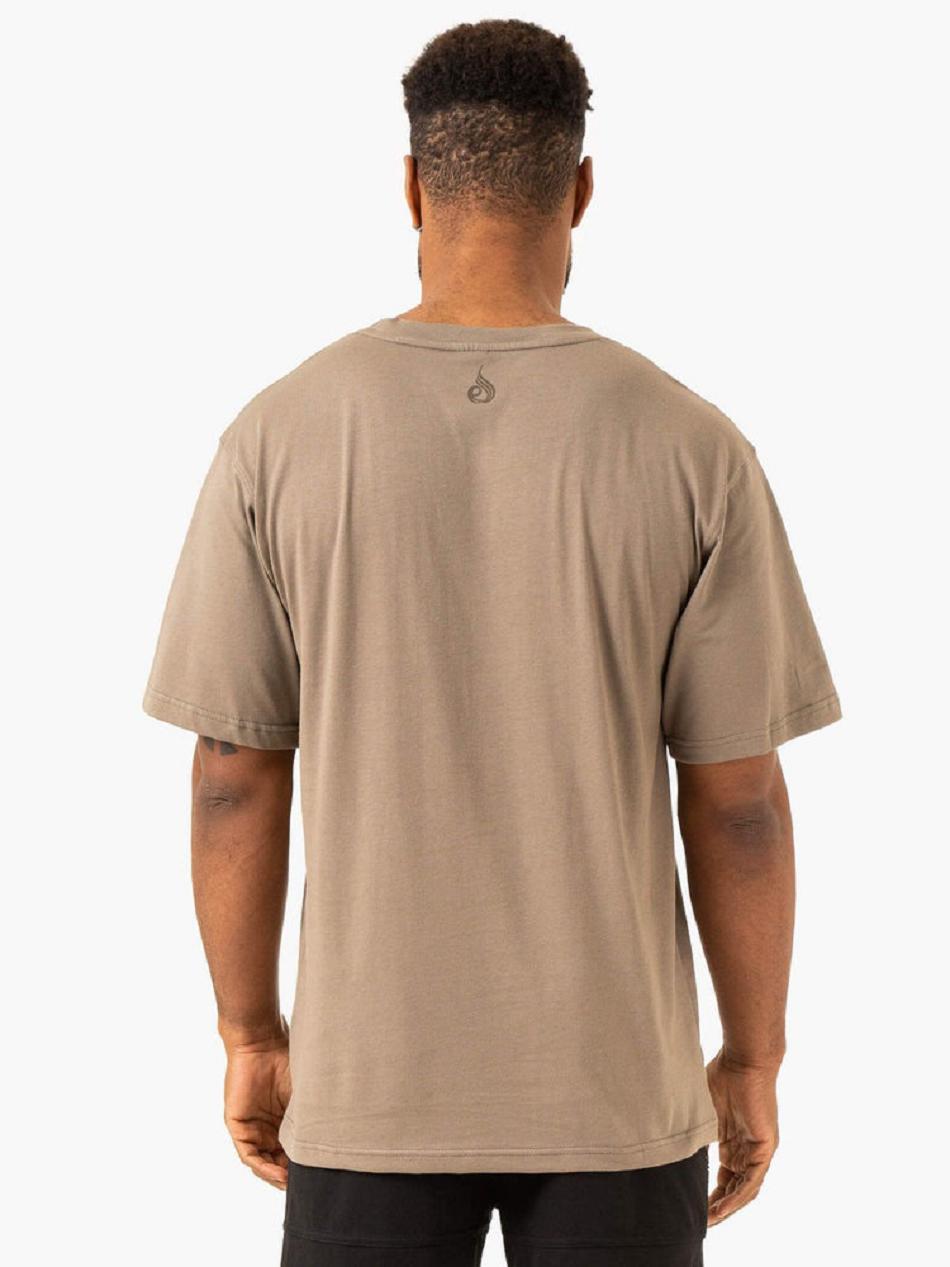 Light Brown Men's Ryderwear Overdrive Oversized T-Shirt Top | 652Y30041