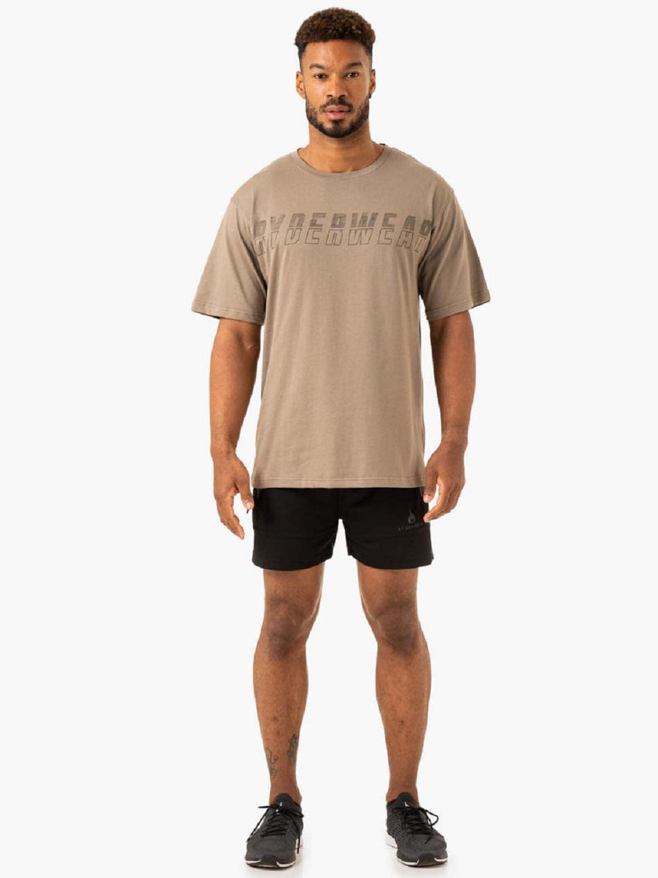 Light Brown Men's Ryderwear Overdrive Oversized T-Shirt Top | 652Y30041