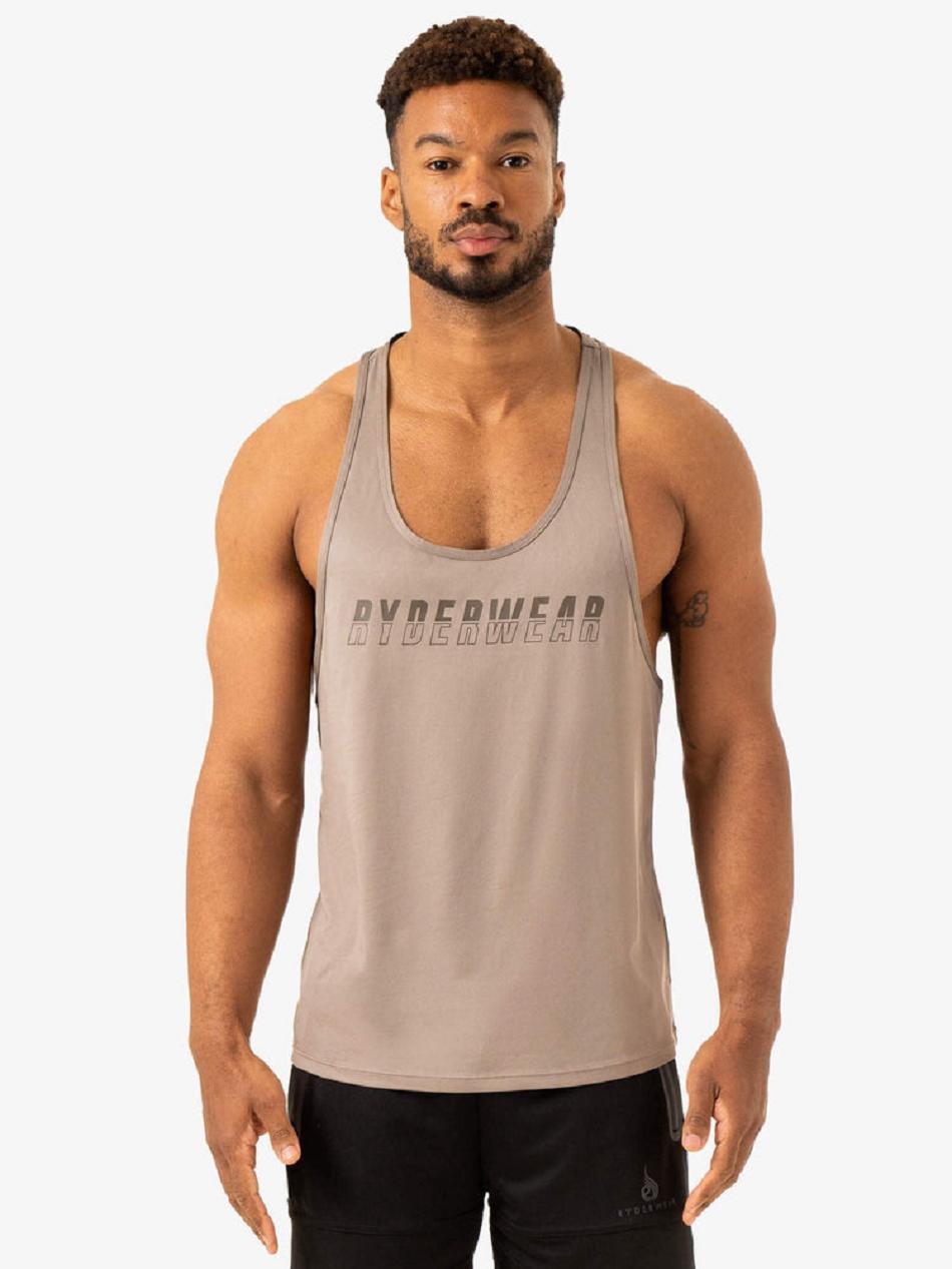 Light Brown Men's Ryderwear Overdrive Stringer T-Back Tanks | 175F45837