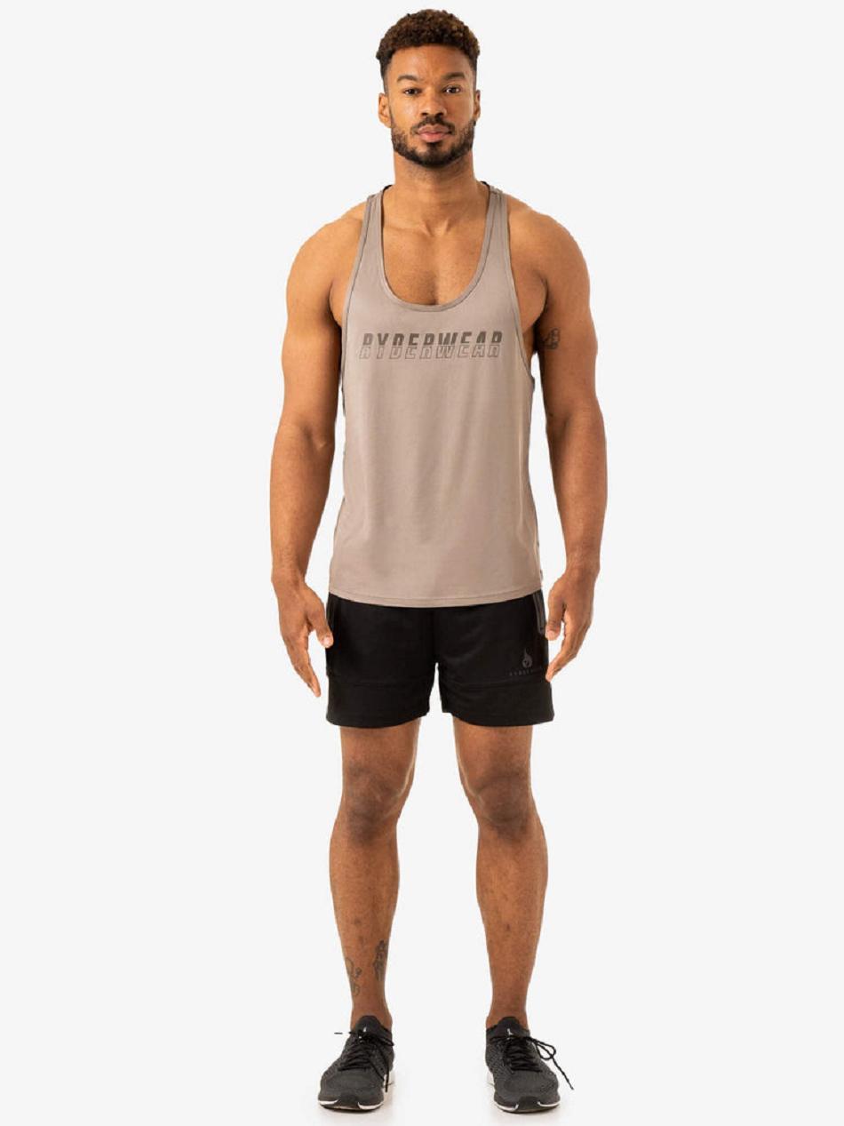 Light Brown Men's Ryderwear Overdrive Stringer T-Back Tanks | 175F45837