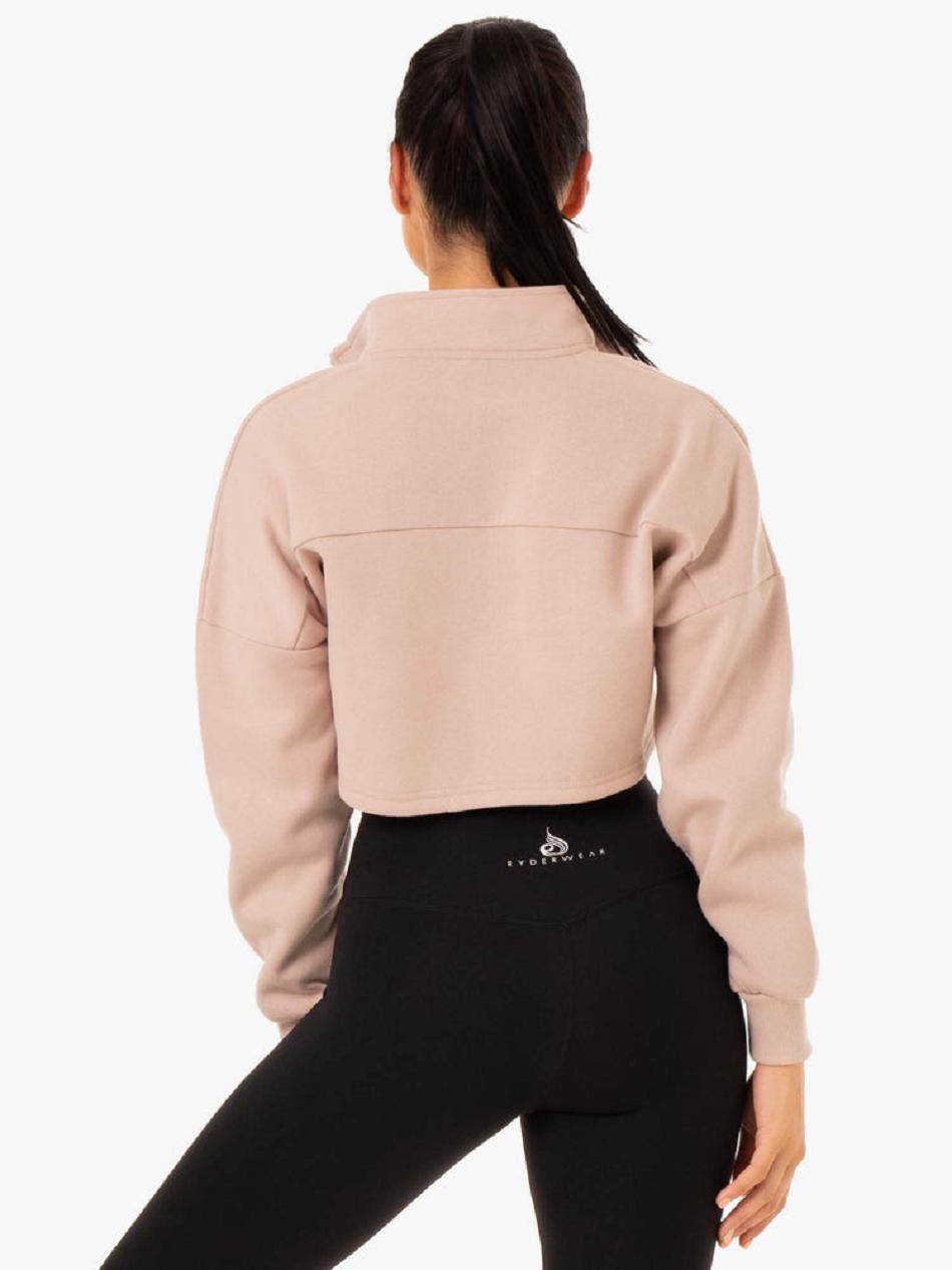 Light Brown Women's Ryderwear Base Half Zip Jumper Top | 6Y6271608