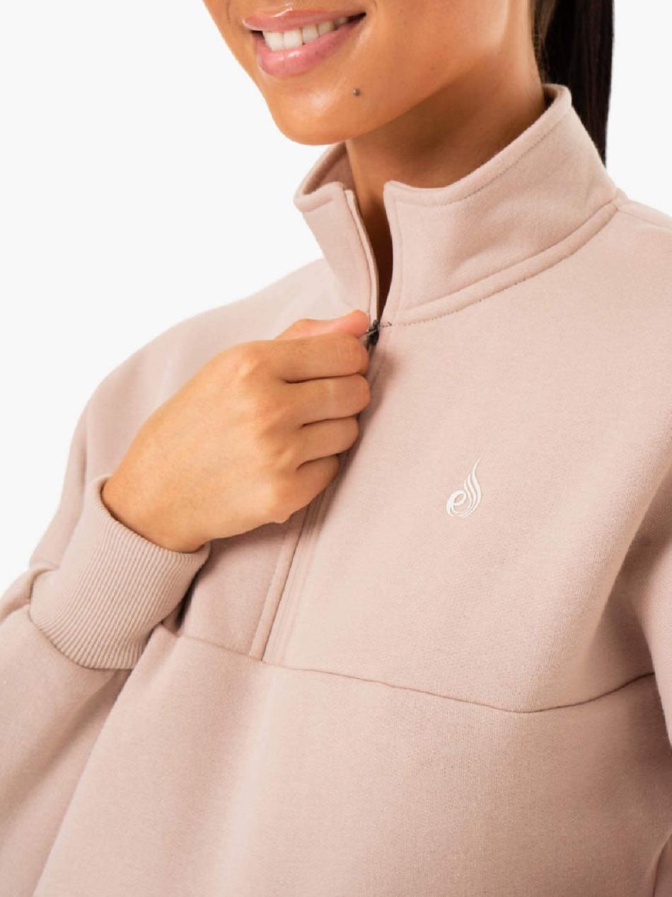 Light Brown Women's Ryderwear Base Half Zip Jumper Top | 6Y6271608