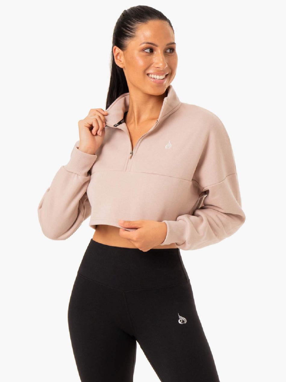 Light Brown Women\'s Ryderwear Base Half Zip Jumper Top | 6Y6271608