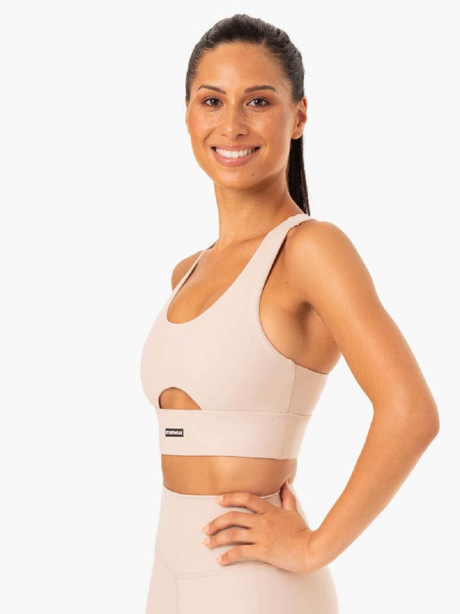 Light Brown Women's Ryderwear Base Racer Back Sports Bras | 55FE81709