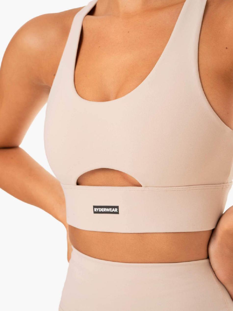 Light Brown Women's Ryderwear Base Racer Back Sports Bras | 55FE81709