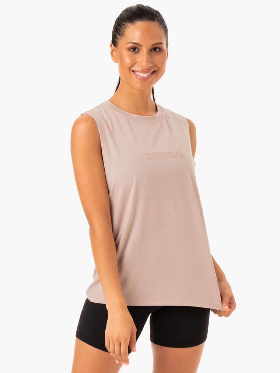 Light Brown Women's Ryderwear Base Regular Cut Tank Top | 63KR44169