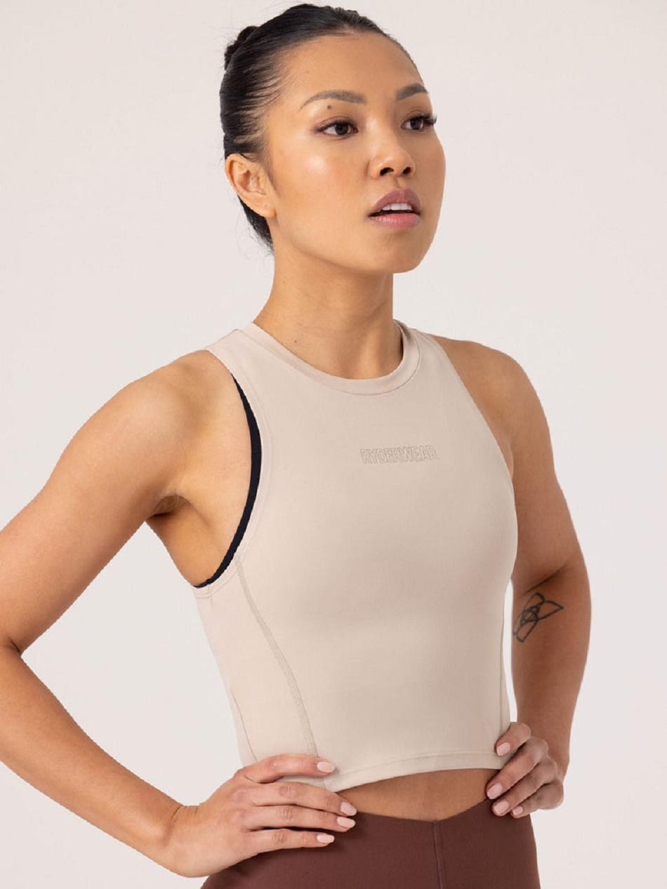 Light Brown Women\'s Ryderwear Highlight Compression Tank Top | 66ES44747