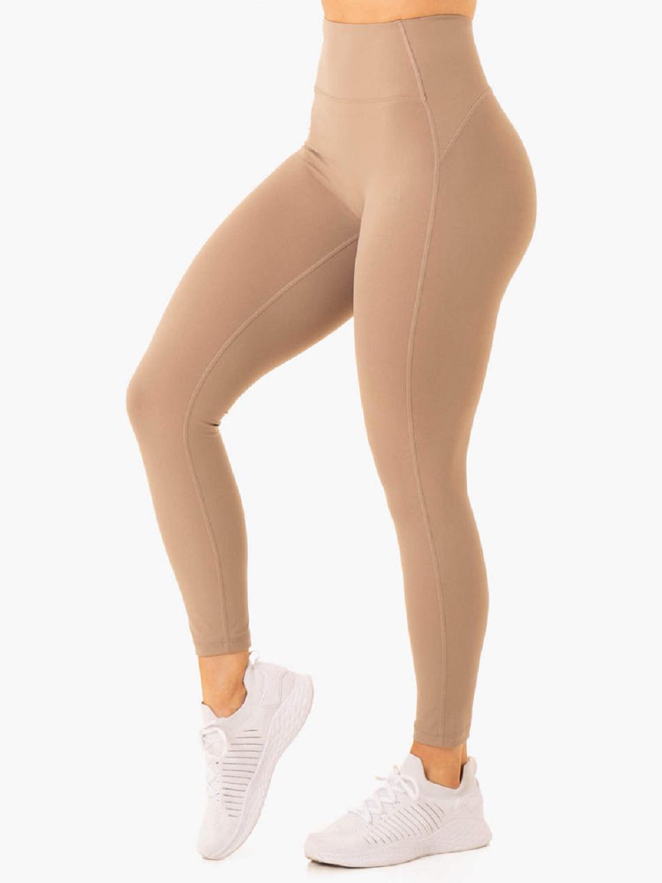 Light Brown Women's Ryderwear NKD Frame High Waisted Leggings | 133F50546