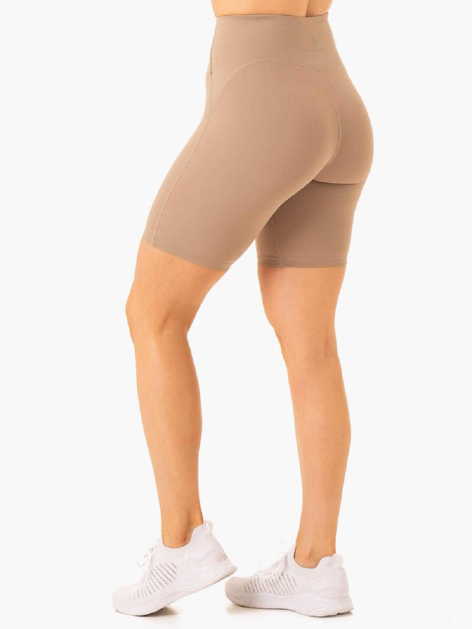 Light Brown Women's Ryderwear NKD Frame High Waisted Bike Shorts | BG5053651