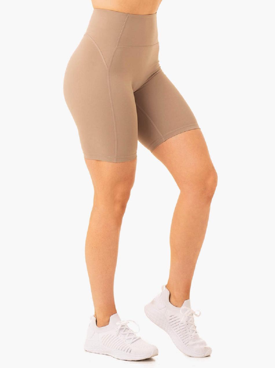 Light Brown Women's Ryderwear NKD Frame High Waisted Bike Shorts | BG5053651