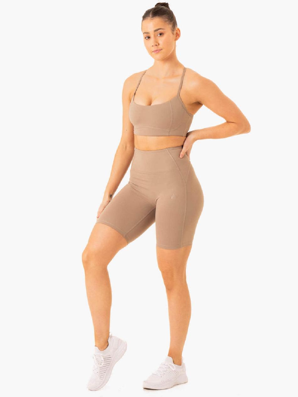 Light Brown Women's Ryderwear NKD Frame High Waisted Bike Shorts | BG5053651