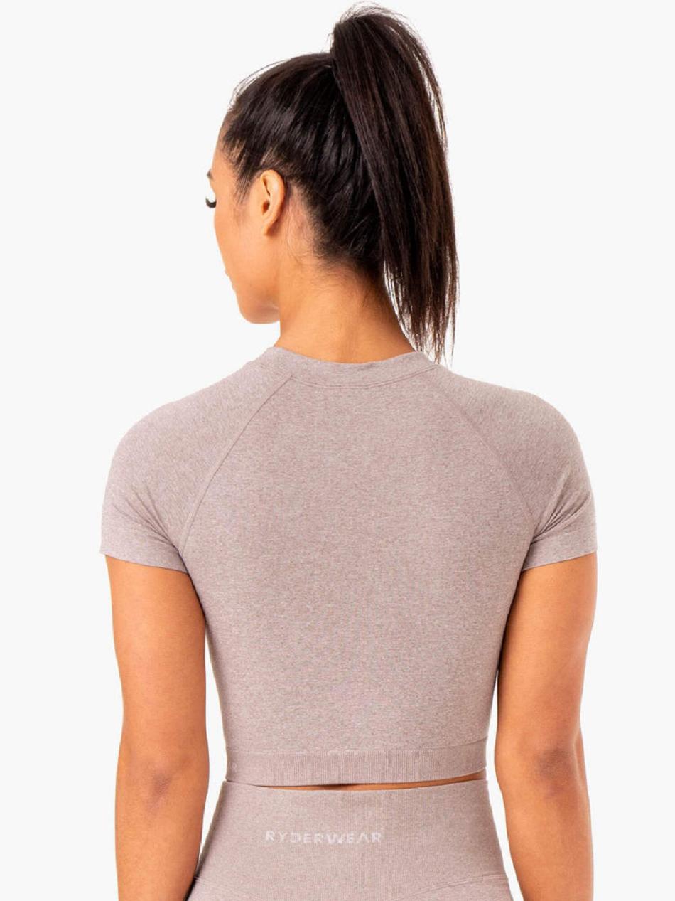 Light Brown Women's Ryderwear Sculpt Seamless T-shirt | 108S63856