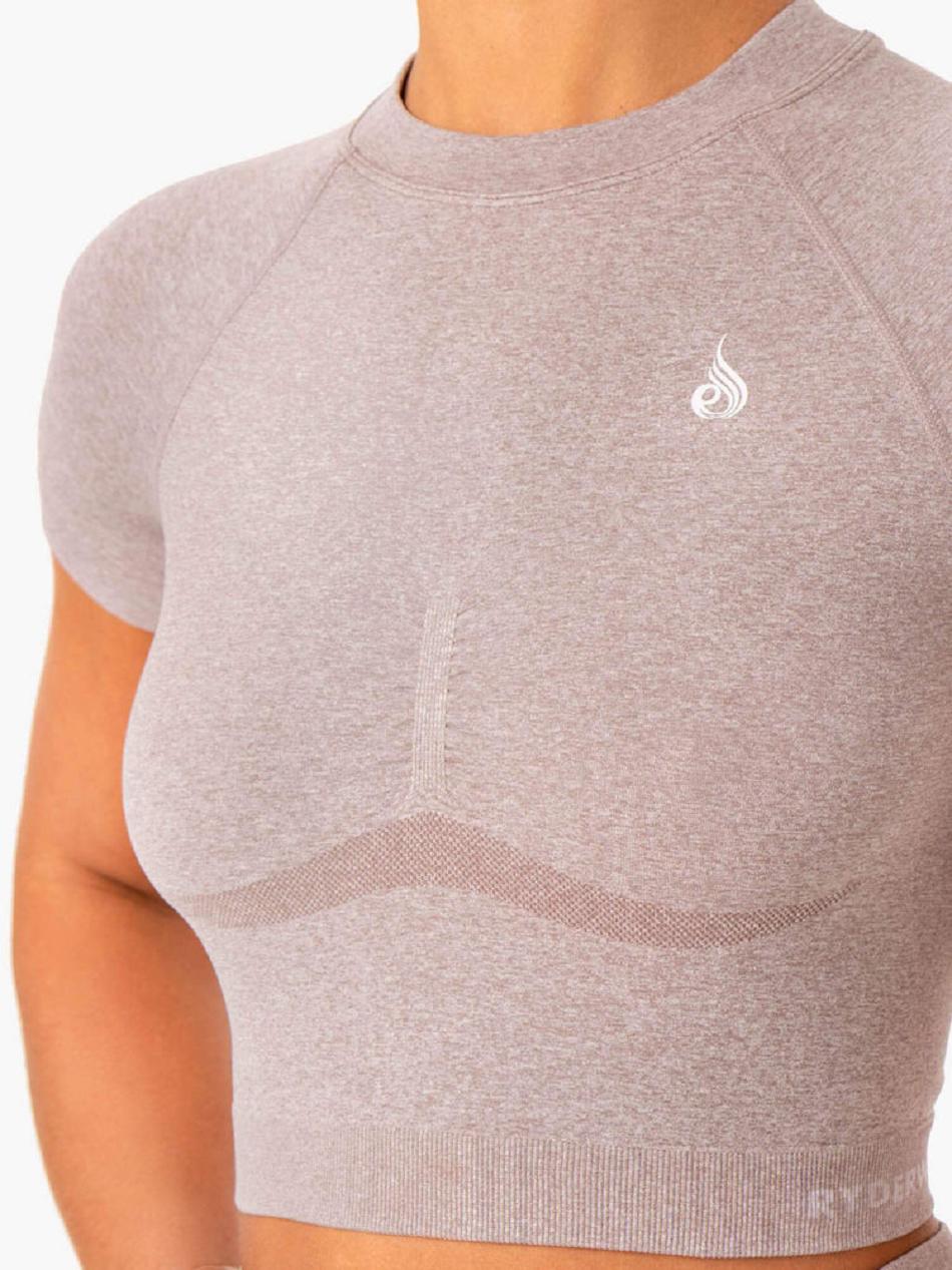 Light Brown Women's Ryderwear Sculpt Seamless T-shirt | 108S63856