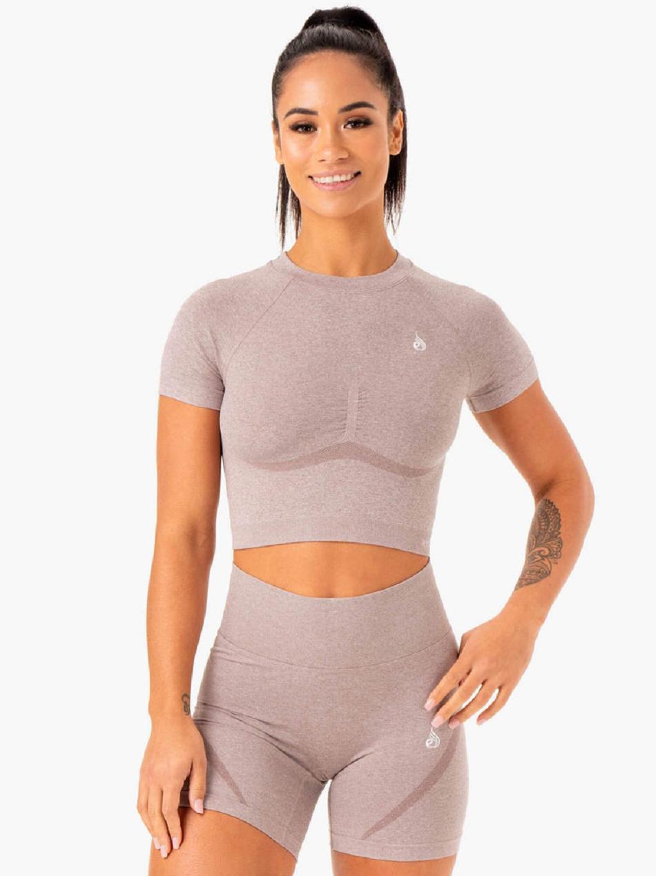 Light Brown Women\'s Ryderwear Sculpt Seamless T-shirt | 108S63856