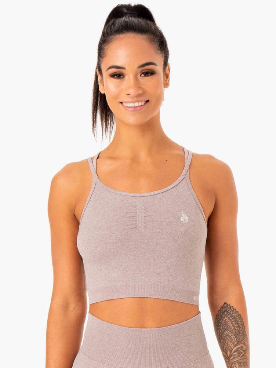 Light Brown Women's Ryderwear Sculpt Seamless Tank Sports Bras | A2X79532