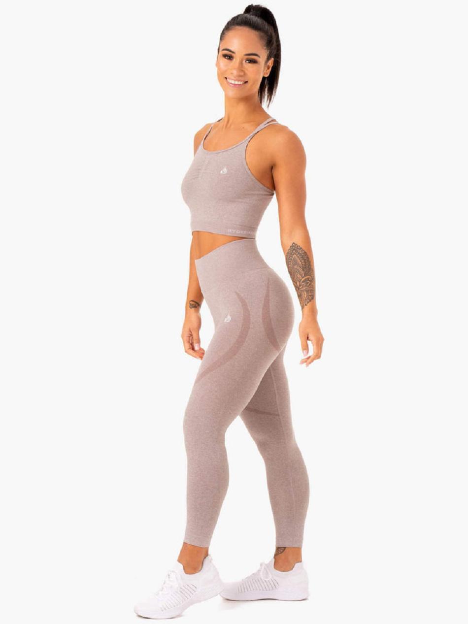 Light Brown Women's Ryderwear Sculpt Seamless Tank Sports Bras | A2X79532