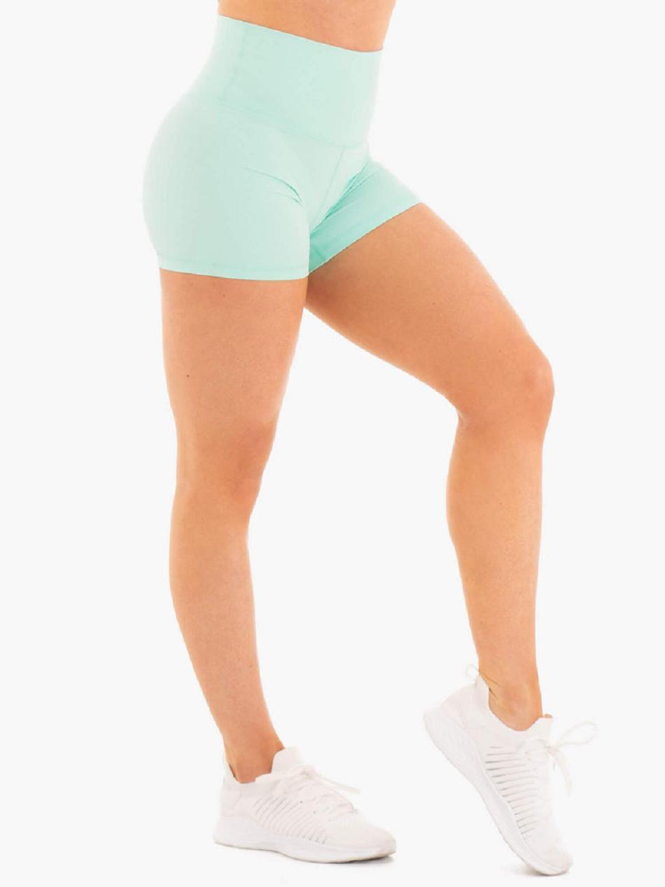 Light Turquoise Women's Ryderwear NKD High Waisted Shorts | FG5189521