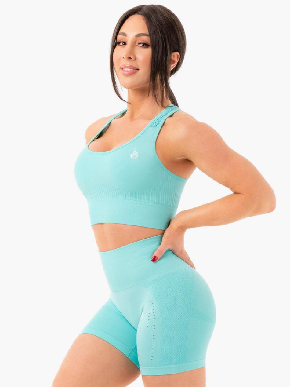 Light Turquoise Women's Ryderwear Seamless Staples Sports Bras | NF5549118