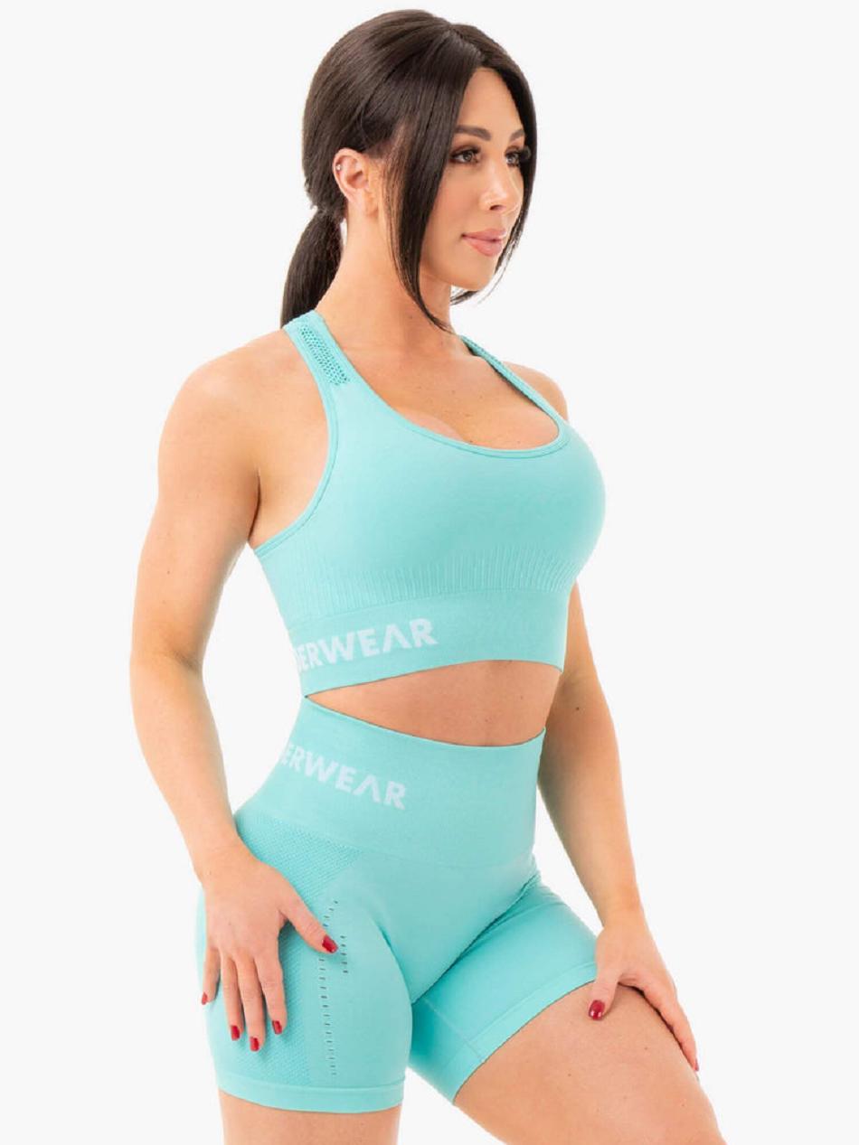 Light Turquoise Women's Ryderwear Seamless Staples Sports Bras | NF5549118