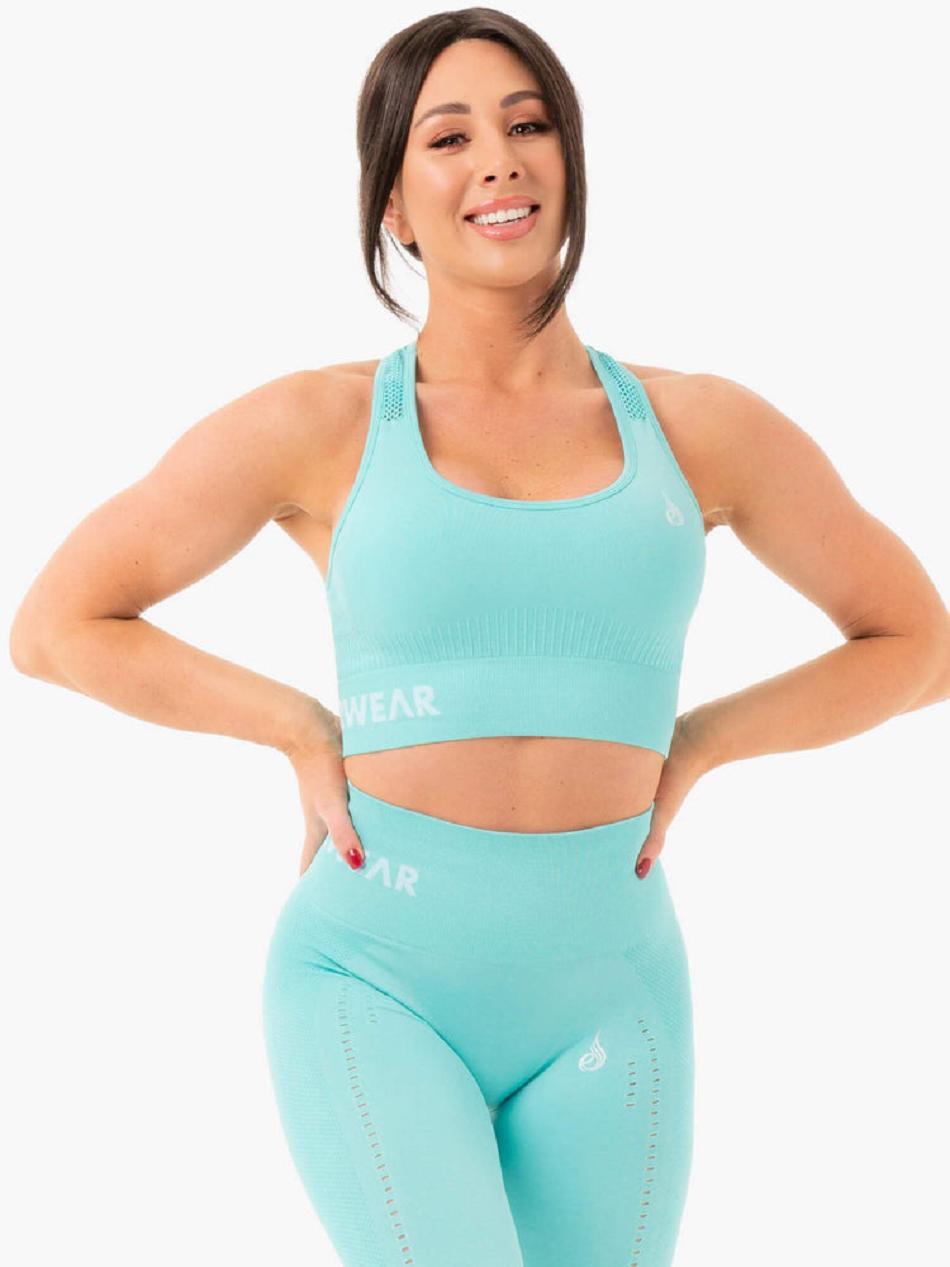 Light Turquoise Women\'s Ryderwear Seamless Staples Sports Bras | NF5549118