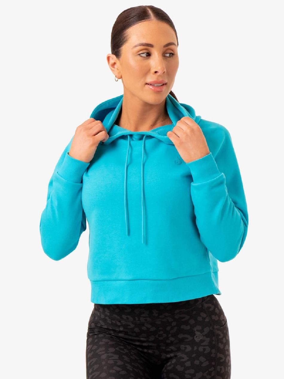 Light Turquoise Women's Ryderwear Ultra Pullover Hoodie | 111S38532