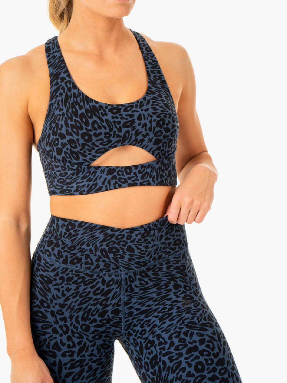 Navy / Leopard Women's Ryderwear Rotation Sports Bras | 56YH39918