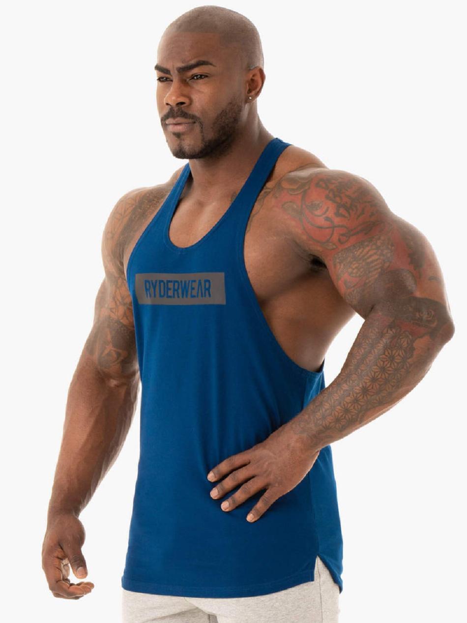 Navy Men's Ryderwear Base Stringer T-Back Tanks | 83KR62434