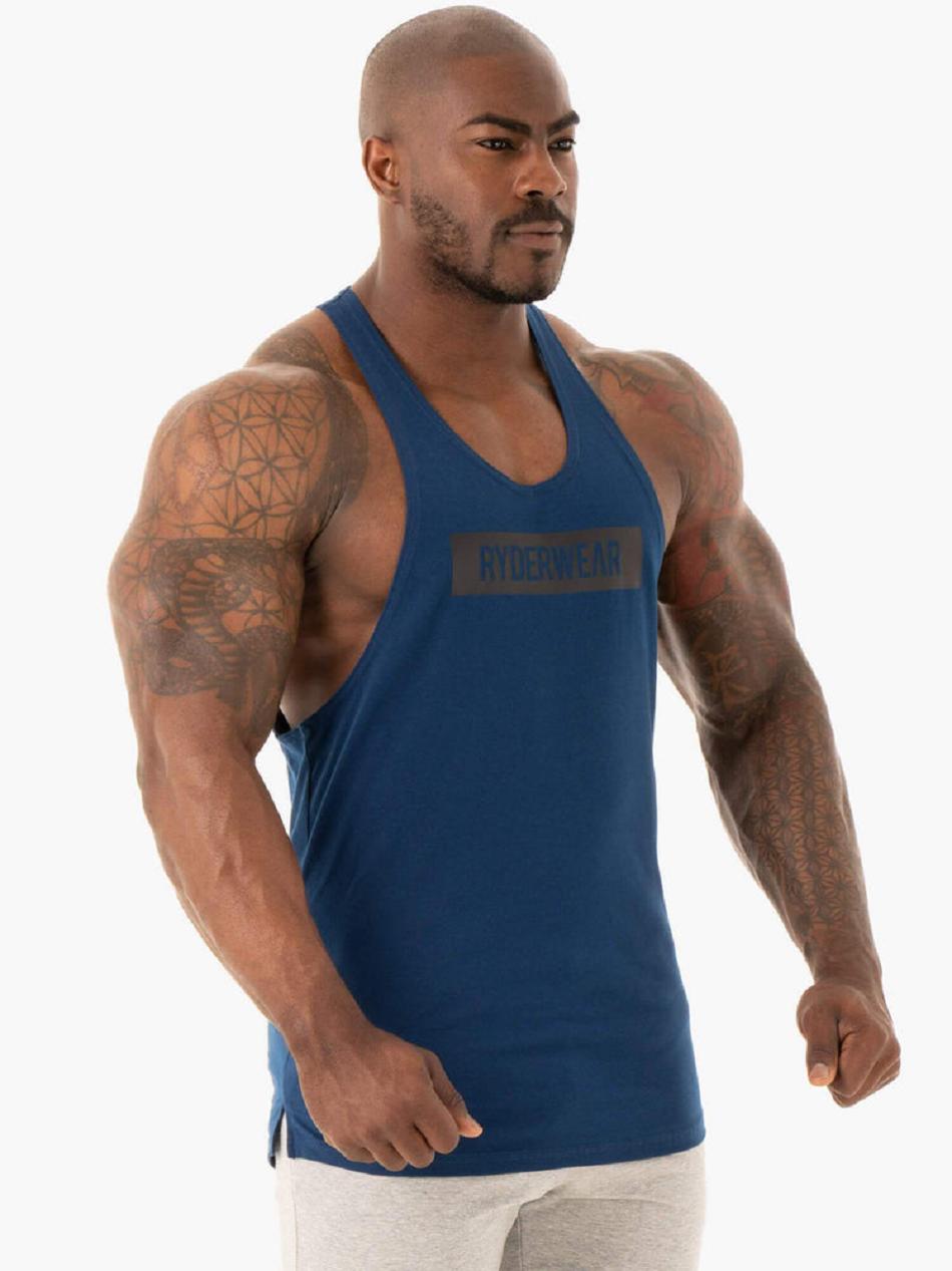 Navy Men's Ryderwear Base Stringer T-Back Tanks | 83KR62434