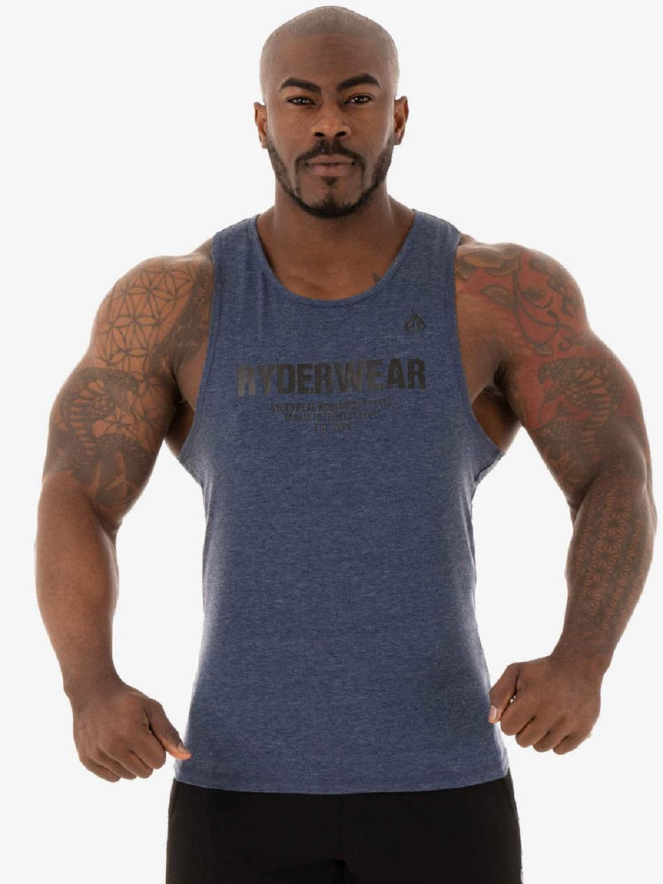 Navy Men\'s Ryderwear Focus Baller Tank Top | 87YH41055