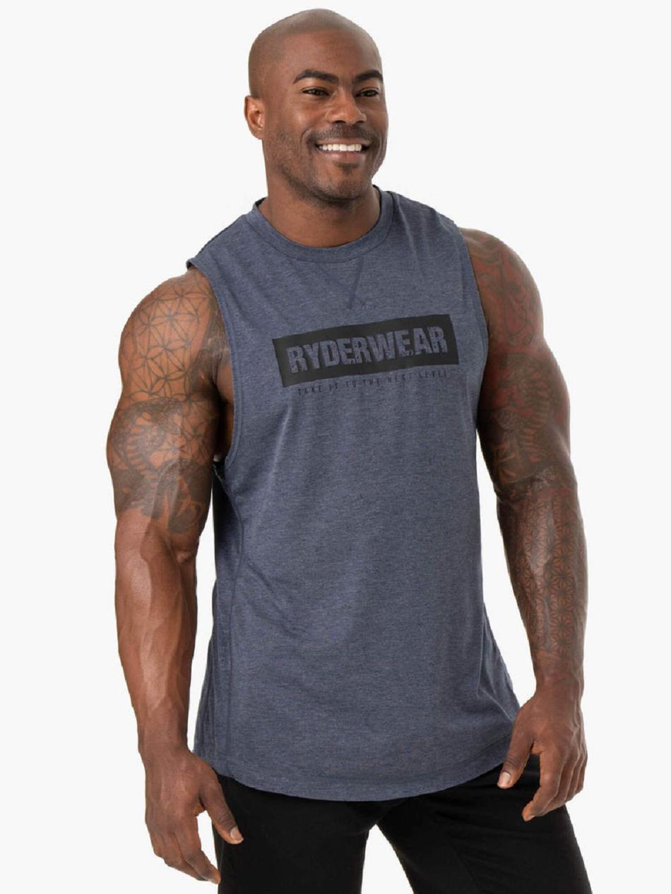 Navy Men's Ryderwear Iron Baller Tank Top | BG8689206