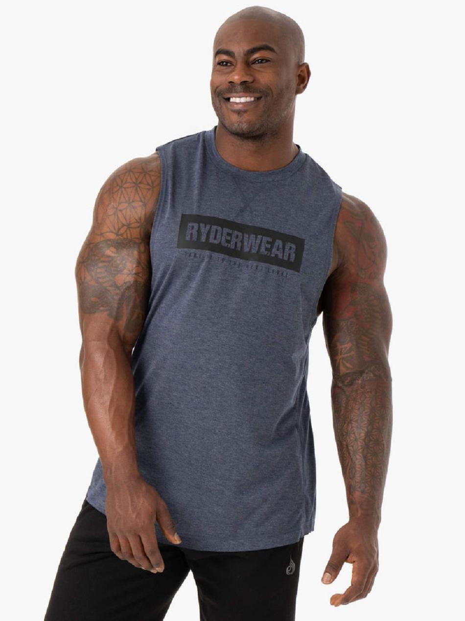 Navy Men\'s Ryderwear Iron Baller Tank Top | BG8689206