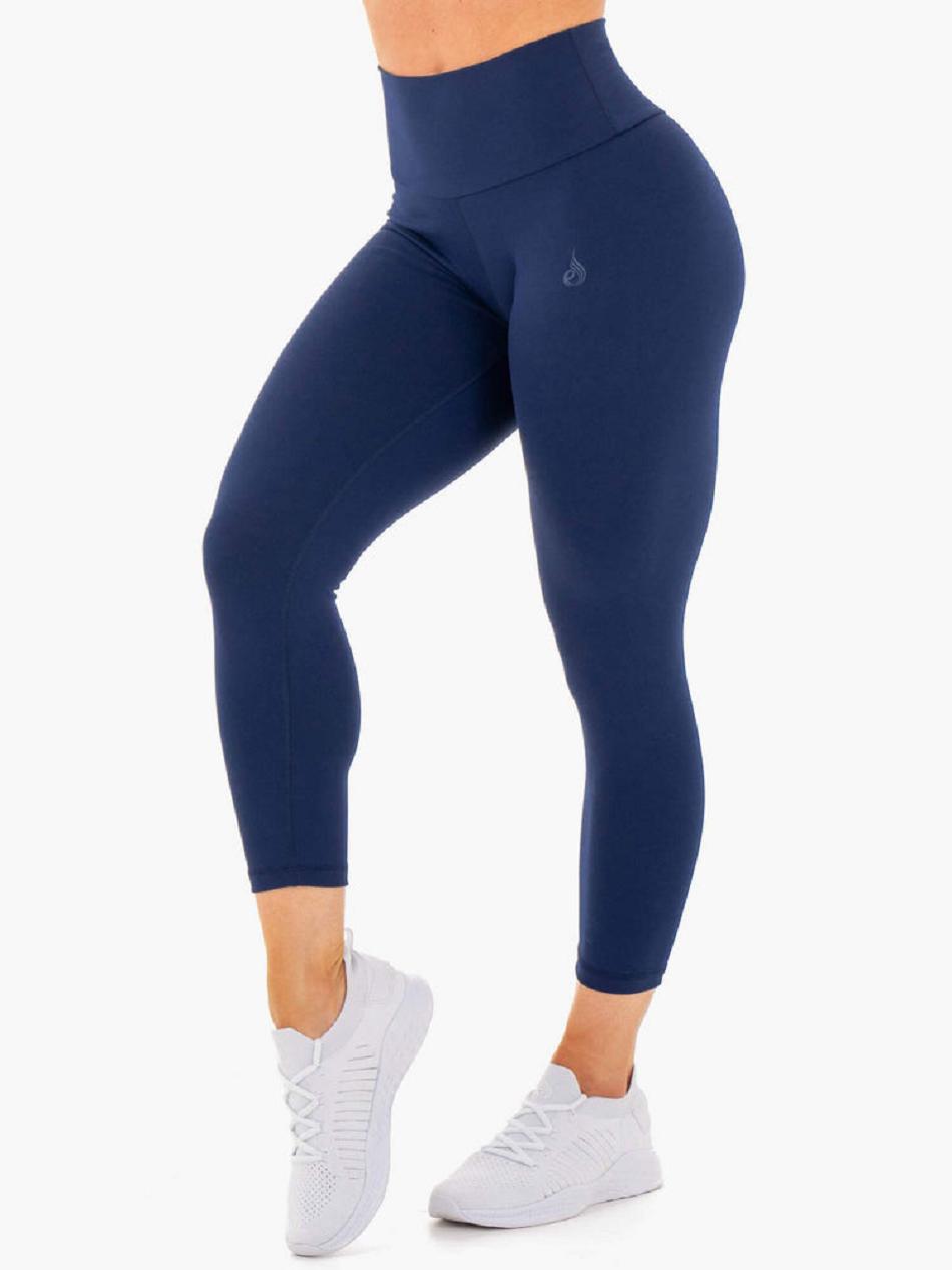 Navy Women's Ryderwear Motion High Waisted 7/8 Scrunch Bum Leggings | 132F53761