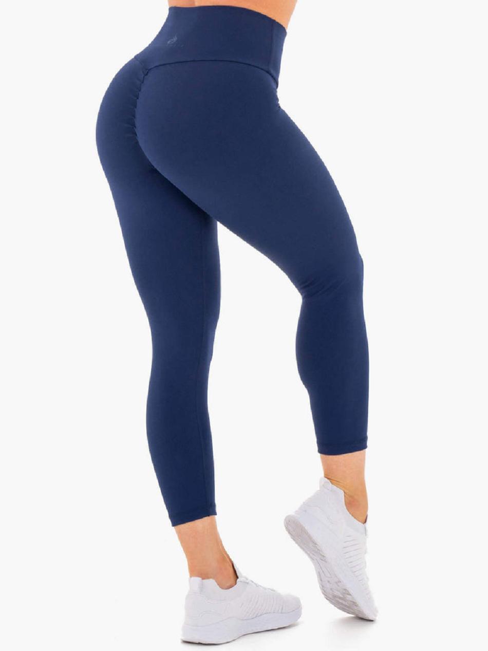 Navy Women's Ryderwear Motion High Waisted 7/8 Scrunch Bum Leggings | 132F53761