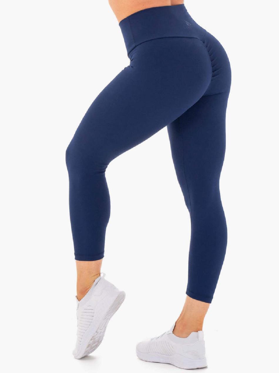 Navy Women\'s Ryderwear Motion High Waisted 7/8 Scrunch Bum Leggings | 132F53761