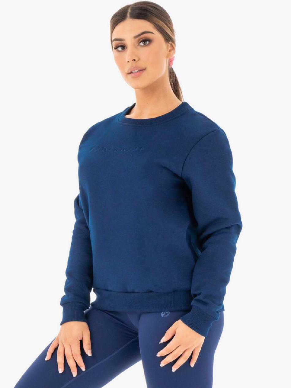 Navy Women's Ryderwear Motion Oversized Sweater Top | 60SB26078