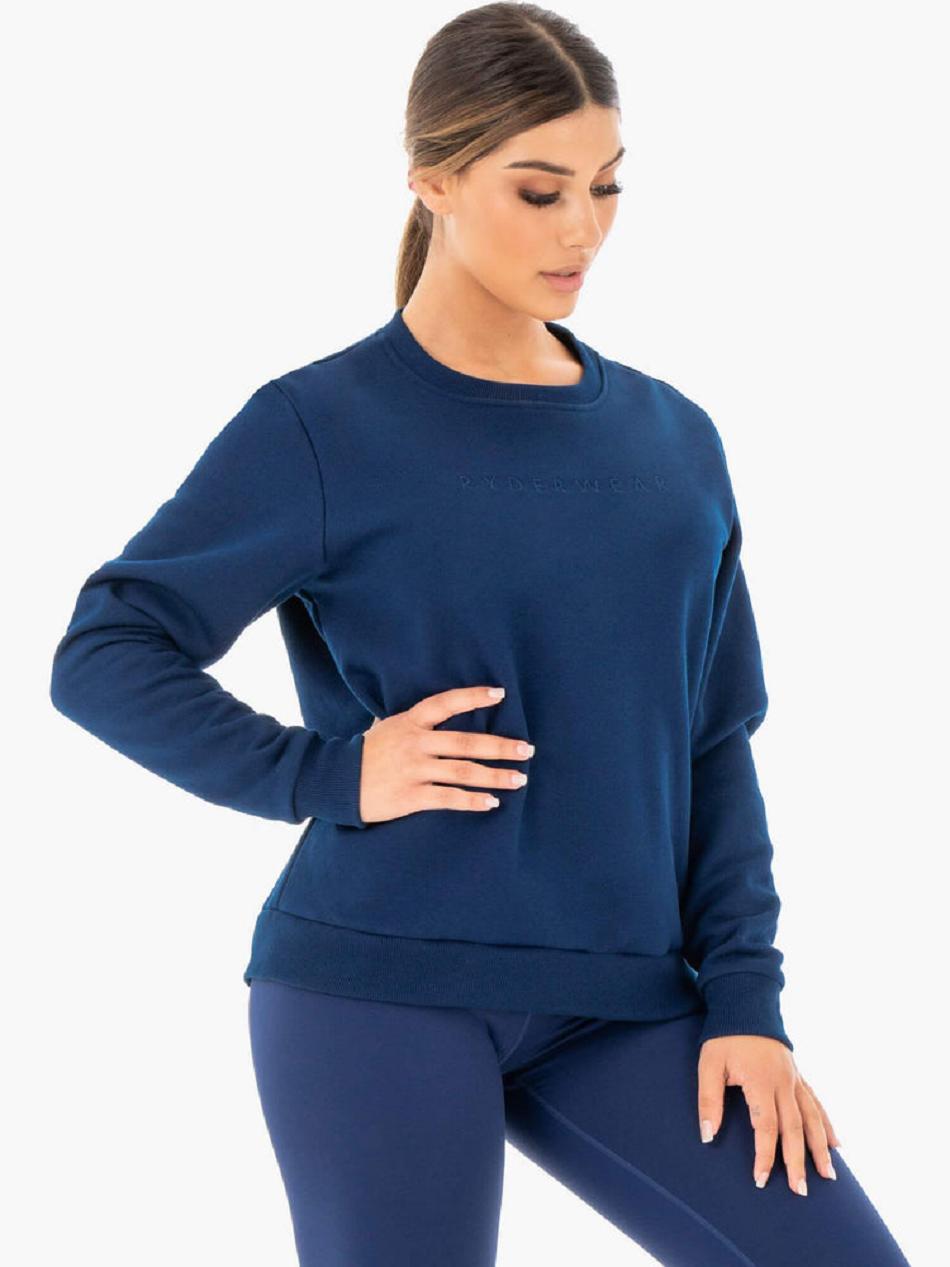 Navy Women's Ryderwear Motion Oversized Sweater Top | 60SB26078