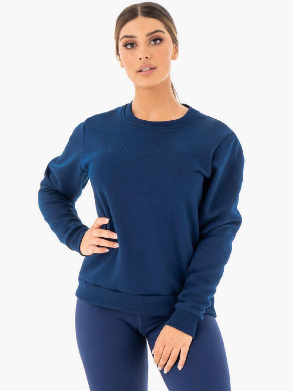 Navy Women\'s Ryderwear Motion Oversized Sweater Top | 60SB26078