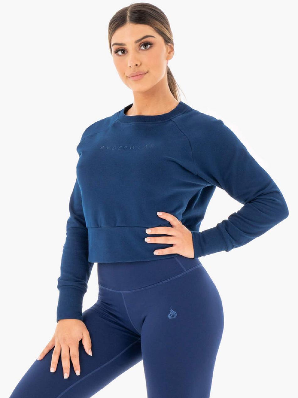 Navy Women's Ryderwear Motion Sweater Active Lounge | 170F73713